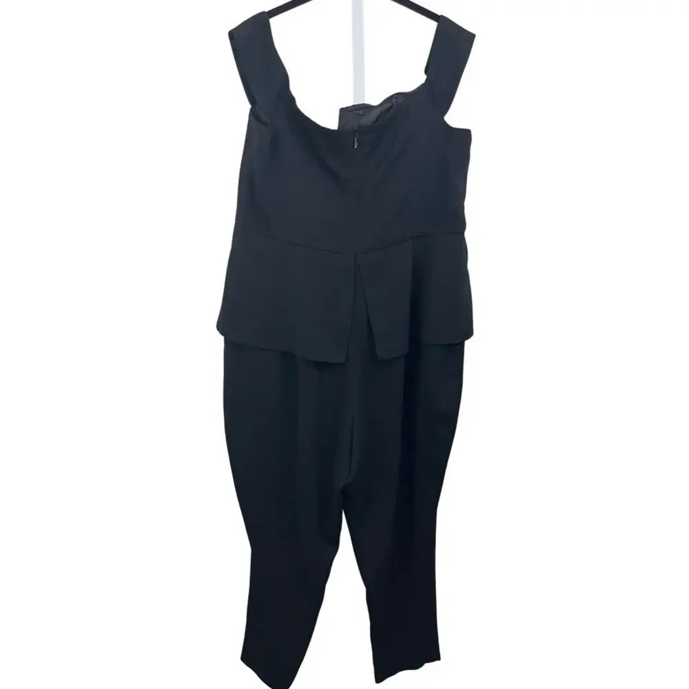 City Chic Sexy Tux Jumpsuit Womens Plus Size 18 Off The Shoulder Black Menswear - Picture 4 of 7